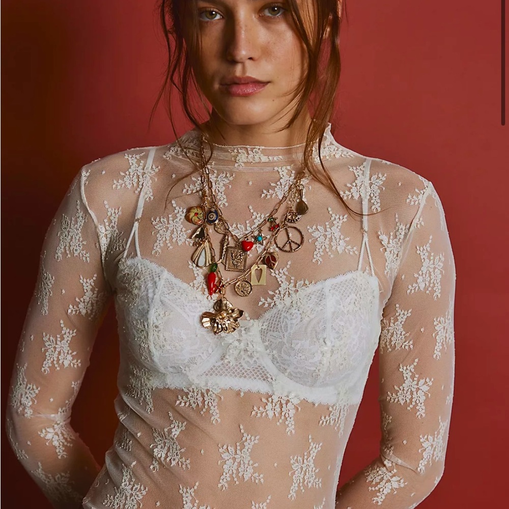 Free People Lady Lux Layering Top - white lace